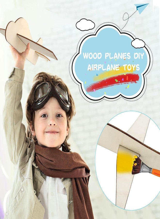 Curious Button Set of 10 pcs DIY Wooden Airplane Toys Wood Craft Plane Unfinished Paintable Wooden Glider Plane Model for School Craft Activity Birthday Gifts - Image 2